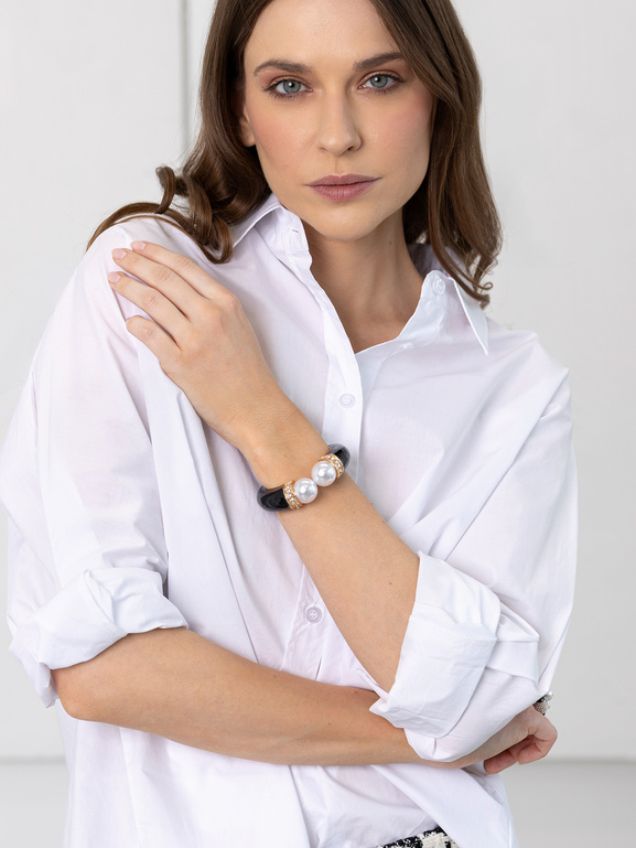 Bransoletka z perłami czarna