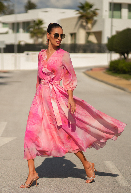 Sukienka różowe kwiaty Fleur