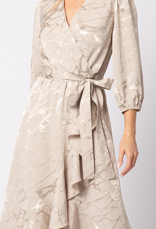 Sukiena z beżowej wiskozowej żakardowej tkaniny Margo