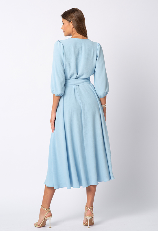 Błękitna midi sukienka z paskiem Ophélie