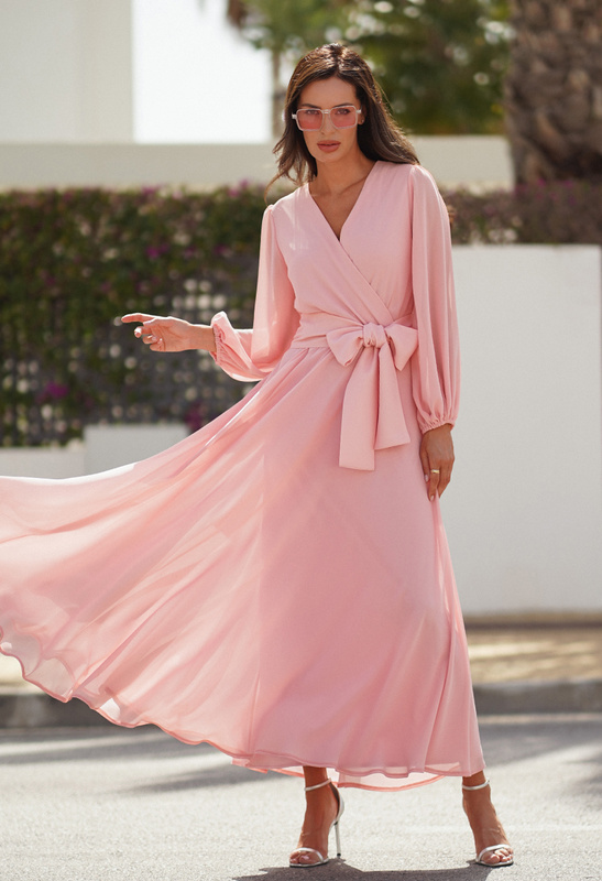 Sukienka z różowego szyfonu Sydney