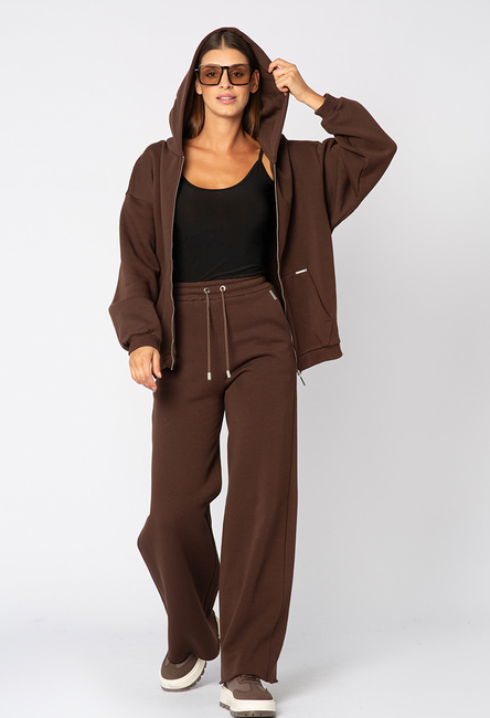 Czekoladowe szerokie spodnie dresowe Choco
