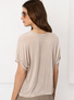 Bluzka z krótkim rękawem z domieszką kaszmiru beżowa