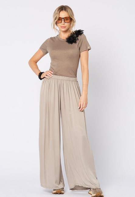 Wiskozowe spodnie w kolorze fango