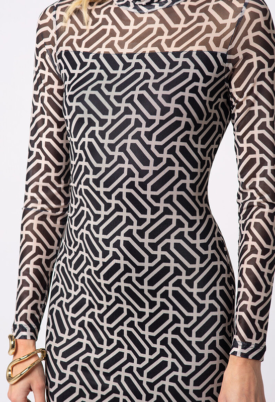 Prosta sukienka z siatki z półgolfem Lugano