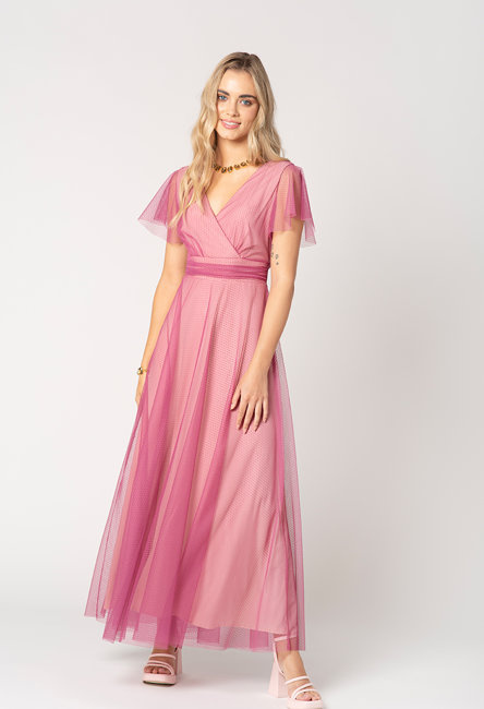 Długa różowa sukienka Girona