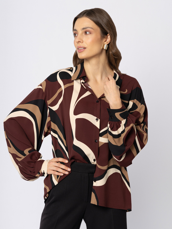 Brązowa koszula w geometryczny wzór Colmar