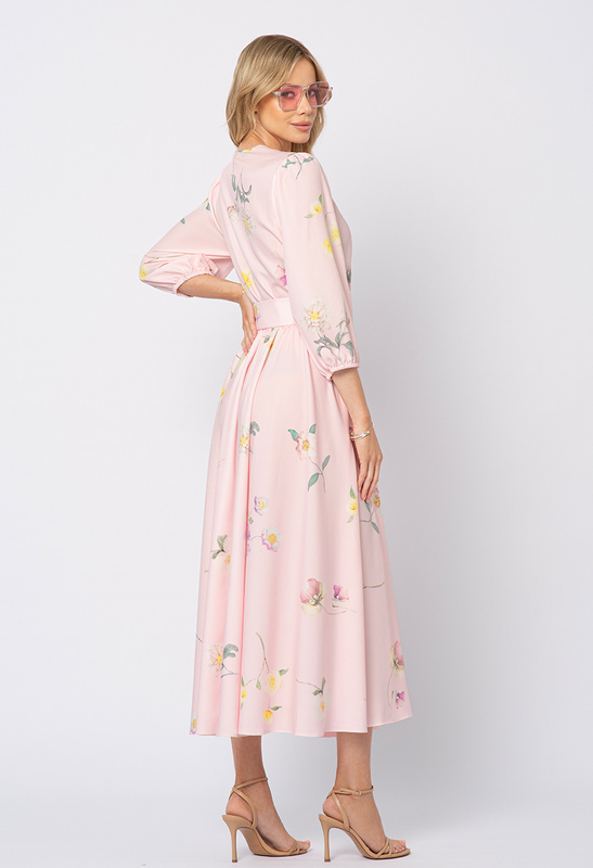 Różowa sukienka w kwiatki Celine