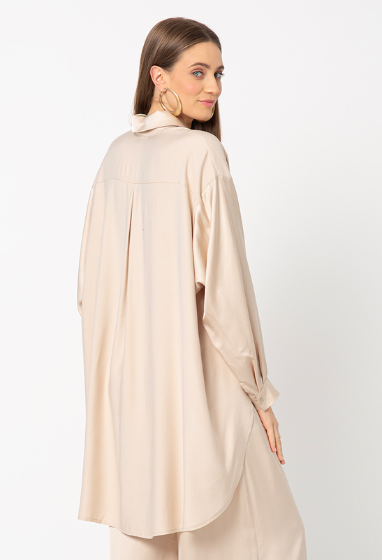 Bezowa satynowa koszula z wiskozy Chloe