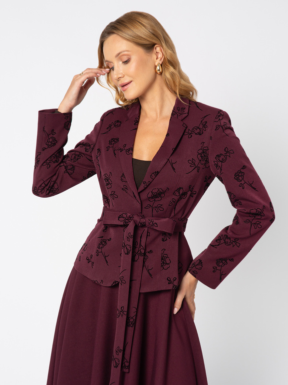 Burgundowa marynarka w drobny kwiatowy wzór Justine