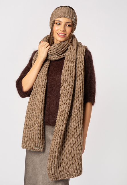 Szal w komplecie z opaską w kolorze fango