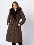 Brązowy płaszcz z odpinanym kołnierzem z imitacji futra