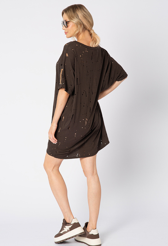 Brązowa bawełniana bluzka z dziurkami