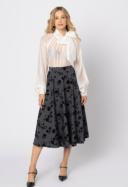 Szara spódnica we flokowany wzór