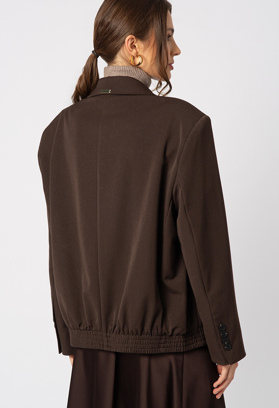 Brązowa marynarka dwurzędowa ze ściągaczem z tyłu