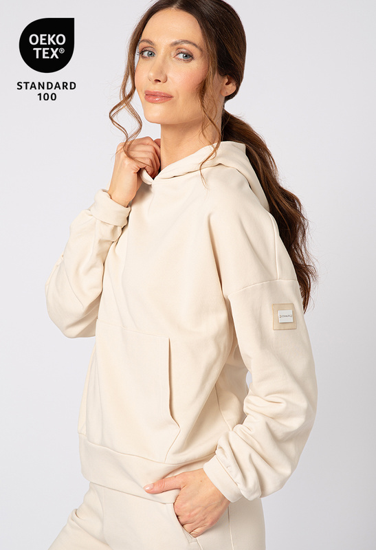 Beżowa bluza z kapturem i kieszenią Ellie