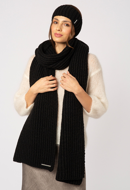Szal w komplecie z opaską w kolorze czarnym