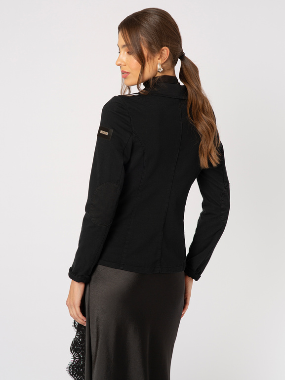 Czarna bawełniana marynarka z pagonami