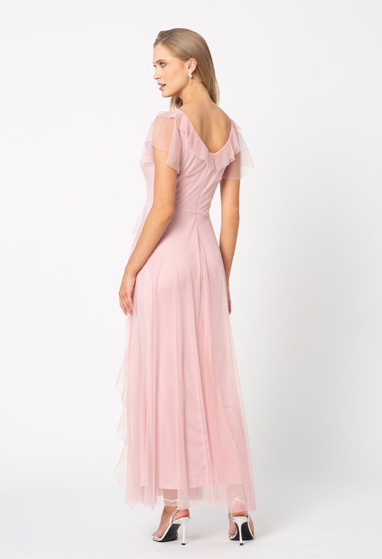 Sukienka z różowej siatki Malou