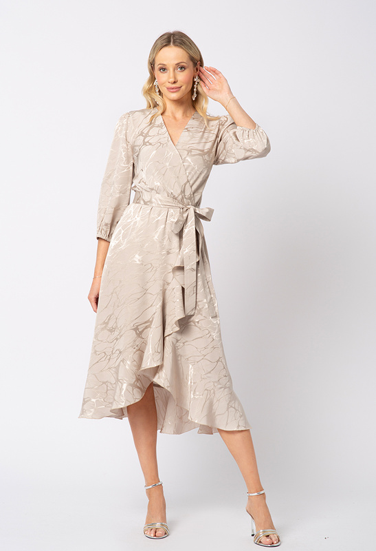 Sukiena z beżowej wiskozowej żakardowej tkaniny Margo