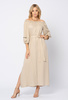 Beżowa sukienka z wiskozy z kontrastową nitką Tally