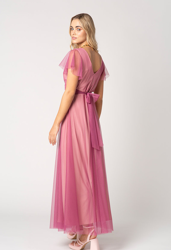 Długa różowa sukienka Girona