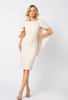 Beżowa dopasowana sukienka z pelerynką Beatrice