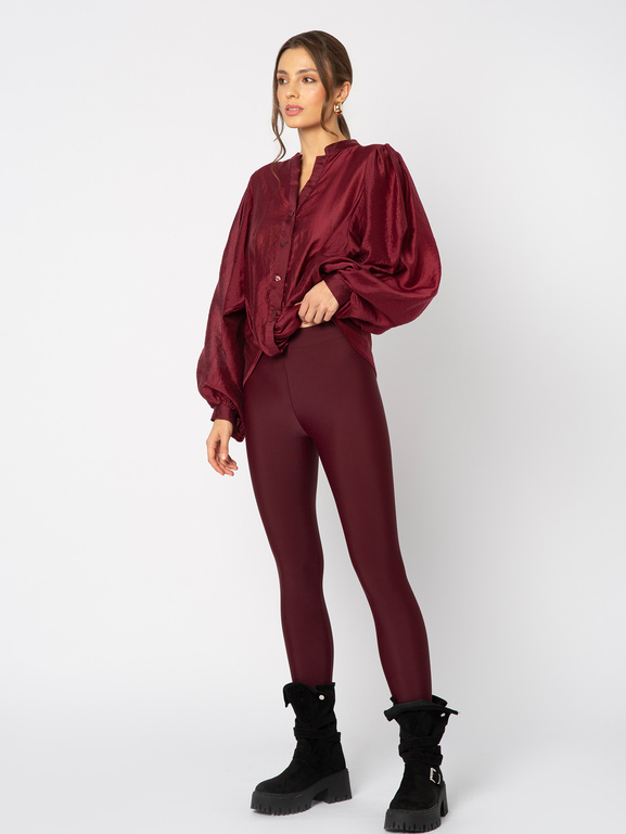 Bordowe legginsy z zapiętką