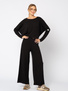 Czarne dzianinowe spodnie warkocz Marie