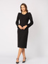 Dopasowana czarna sukienka z długim rękawem Rebecca