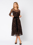 Brązowa sukienka z siatki w czarny welurowy wzór Marguerite