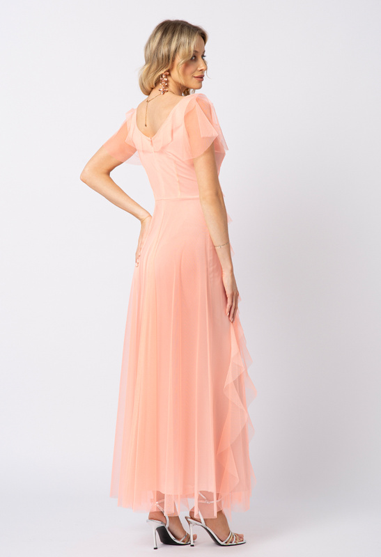 Sukienka z morelowej siatki Malou