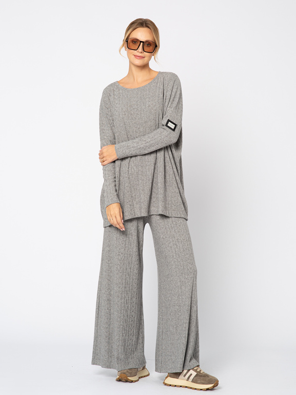 Szary dzianinowy sweter warkocz Anne