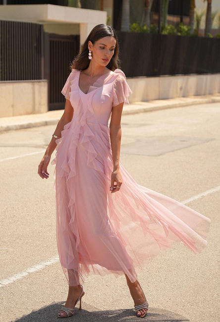 Sukienka z różowej siatki Malou