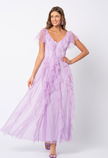 Sukienka z fioletowej siatki gliter Malou