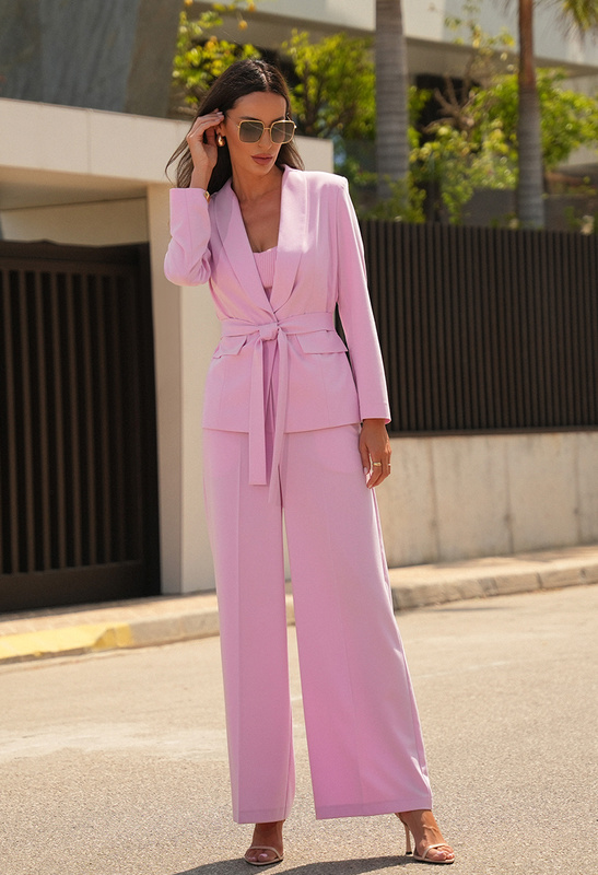 Różowe szerokie spodnie Thea