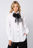 Biała klasyczna koszula z czarną kokardą Bowie