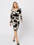 Sukienka w kolorze ecru z czarnym flokowanym wzorem Tosca