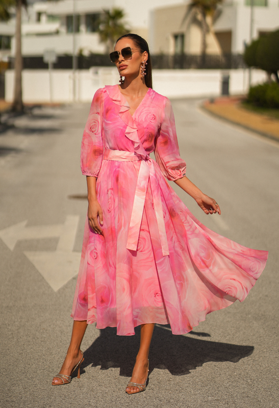 Sukienka różowe kwiaty Fleur