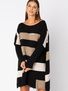 Oversizowy czarny sweter z beżowymi pasami Montmarte