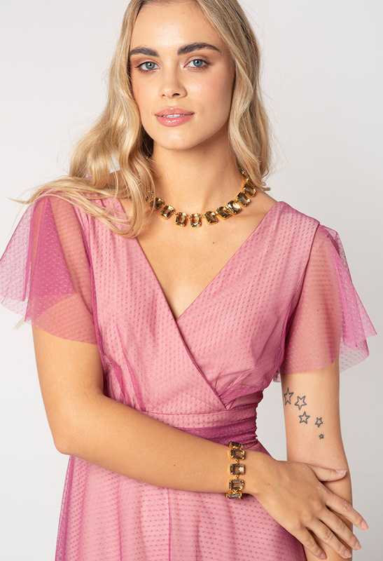 Długa różowa sukienka Girona