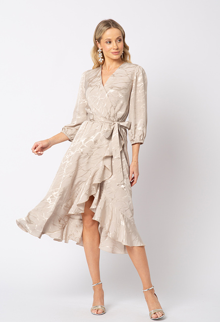 Sukiena z beżowej wiskozowej żakardowej tkaniny Margo