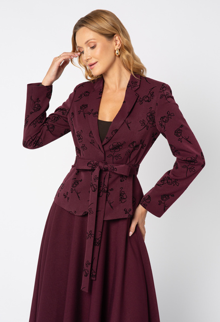 Burgundowa marynarka w drobny kwiatowy wzór Justine