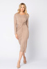 Beżowa sukienka z wiskozy z drapowaniem Cécile