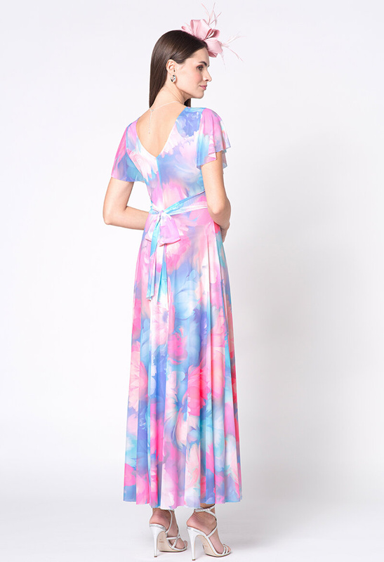 Maxi sukienka z siatki w pastelowe kwiaty Risa