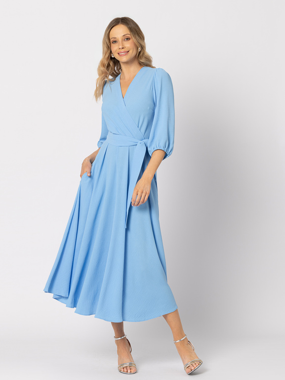 Niebieska sukienka z wiązaniem Ophelie