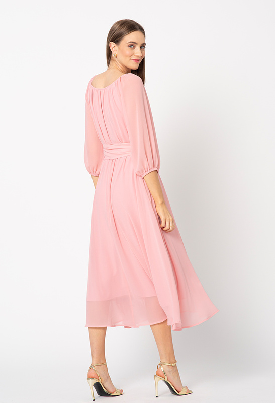 Sukienka z różowego szyfonu Vichy