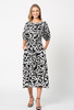 Wiskozowa czarna sukienka w białe wzory Delphine