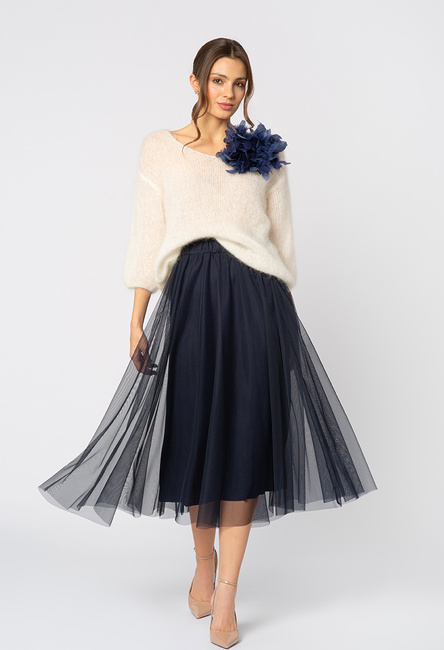 Tiulowa granatowa spódnica