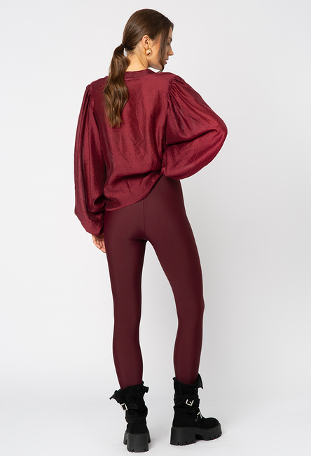 Bordowe legginsy z zapiętką